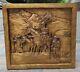 Crusaders The Crusades 3d Wood Carving Baso Relief Wall Panel Large Signed Vtg