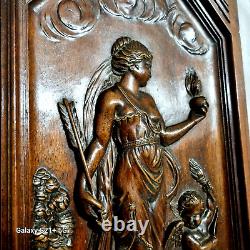 Cupidon Aphrodite wood carving panel Antique french architectural salvage