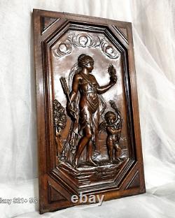 Cupidon Aphrodite wood carving panel Antique french architectural salvage