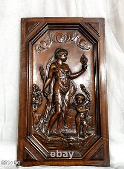 Cupidon Aphrodite wood carving panel Antique french architectural salvage