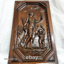 Cupidon Aphrodite wood carving panel Antique french architectural salvage