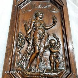 Cupidon Aphrodite wood carving panel Antique french architectural salvage