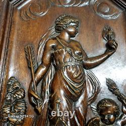 Cupidon Aphrodite wood carving panel Antique french architectural salvage