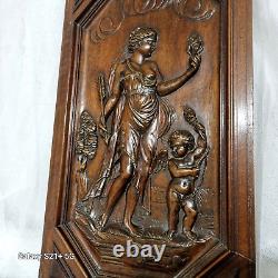 Cupidon Aphrodite wood carving panel Antique french architectural salvage