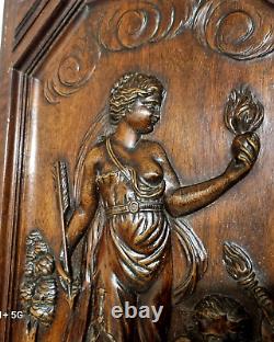 Cupidon Aphrodite wood carving panel Antique french architectural salvage