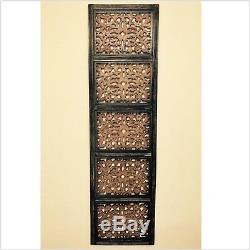 Decorative Brown Carved Wood Panel Living Room Wall Sculpture Tuscan Home Decor