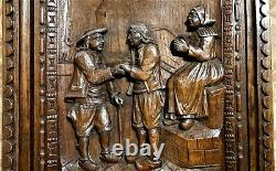 Decorative britany scene carving panel Antique french architectural salvage 23