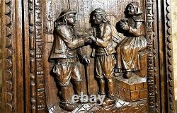 Decorative britany scene wood carving panel Antique french architectural salvage
