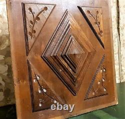 Decorative diamond point Wood carved panel Antique French architectural salvage