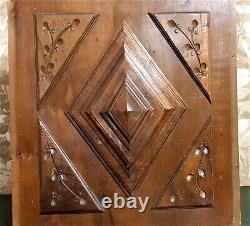 Decorative diamond point Wood carved panel Antique French architectural salvage