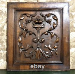 Decorative scroll leaf wood carving panel Antique french architectural salvage