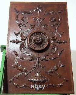 Decorative scroll rosette carving panel Antique french architectural salvage