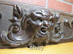 Devil Beast Head Licking Tongue Antique Wooden Carved High Relief Salvage Panel