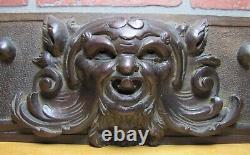 Devil Beast Head Licking Tongue Antique Wooden Carved High Relief Salvage Panel