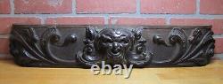 Devil Beast Head Licking Tongue Antique Wooden Carved High Relief Salvage Panel