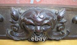 Devil Beast Head Licking Tongue Antique Wooden Carved High Relief Salvage Panel