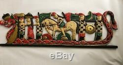 Dragon Boat Balinese Wall Hanging Relief Panel wood carving Bali art Horse