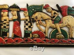 Dragon Boat Balinese Wall Hanging Relief Panel wood carving Bali art Horse