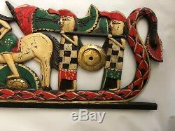 Dragon Boat Balinese Wall Hanging Relief Panel wood carving Bali art Horse