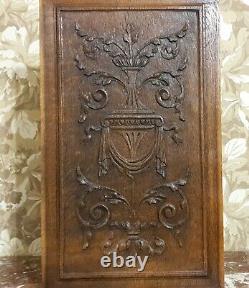 Drapery scroll leaves wood carving panel Antique french architectural salvage