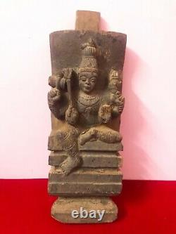 Durga Kali Devi Wooden Wall Panel Hand Carved Temple Art Goddess Statue Antique