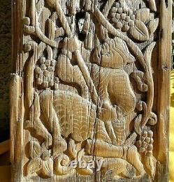 EXTREMELY RARE ANTIQUE CENTRAL ASIA SELDJUK CARVED WOOD PANEL 12 Century