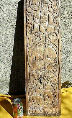 EXTREMELY RARE ANTIQUE CENTRAL ASIA SELDJUK CARVED WOOD PANEL 12 Century