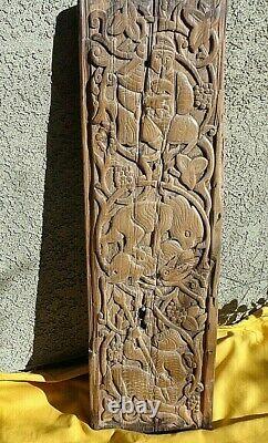 EXTREMELY RARE ANTIQUE CENTRAL ASIA SELDJUK CARVED WOOD PANEL 12 Century