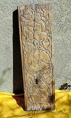 EXTREMELY RARE ANTIQUE CENTRAL ASIA SELDJUK CARVED WOOD PANEL 12 Century