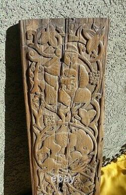 EXTREMELY RARE ANTIQUE CENTRAL ASIA SELDJUK CARVED WOOD PANEL 12 Century