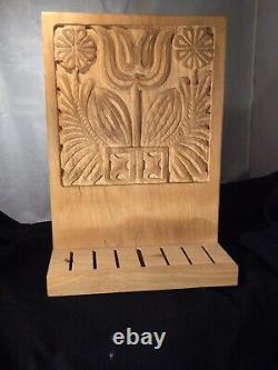 Evelyn Ackerman Carved MCM Wood Panel Flowers Knife Block Panelcarve Era Ind