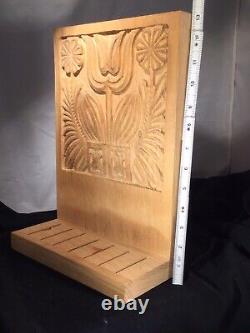 Evelyn Ackerman Carved MCM Wood Panel Flowers Knife Block Panelcarve Era Ind