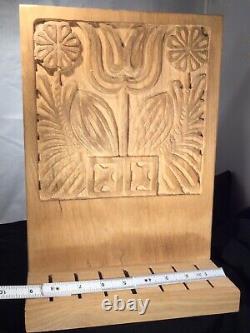 Evelyn Ackerman Carved MCM Wood Panel Flowers Knife Block Panelcarve Era Ind