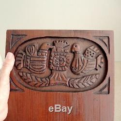 Evelyn Ackerman Swedish Folk Art Birds Carved Wood Panel Plaque MCM Modernist