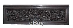 Exceptionnal Large 17th. C Hand Carved Wood Panel Pediment Wedding Trunk