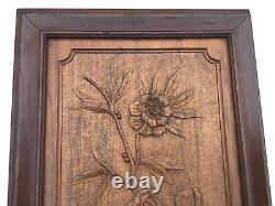 Extroridinary Antique Carved Wood Panel Harp & Vine