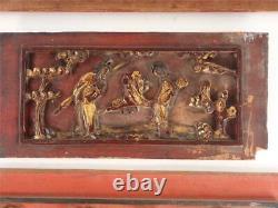 FOUR ANTIQUE CHINESE CARVED WOOD RELIEF PANELS a