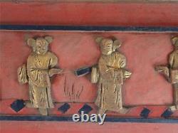 FOUR ANTIQUE CHINESE CARVED WOOD RELIEF PANELS a