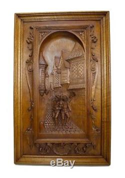 Fabulous French Antique Hand Carved Wood Wall Panel Paneling Middle Ages
