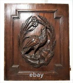 Farmhouse bird hunting panel Antique french carved wood architectural salvage