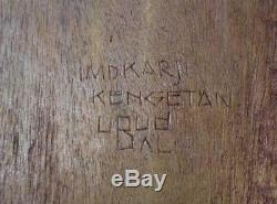Fine Bali Carved Wood Panel Artist Signed & Kengetan Ubud Mid Century Decorative