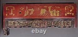 Fine China Chinese Carved Wood Gilt Lacquered Figural Scene Panel ca. 19th c