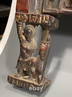 Fine China Chinese Carved Wood Gilt Lacquered Figural Scene Panel ca. 19th c
