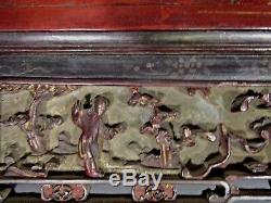 Fine China Chinese Carved Wood Gilt Lacquered Figural Scene Panel ca. 19th c