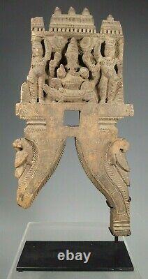 Fine India Indian Carved Wood with Ganesh Ganesha & Attendants Panel ca. 19th c