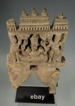 Fine India Indian Carved Wood with Ganesh Ganesha & Attendants Panel ca. 19th c