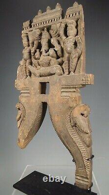 Fine India Indian Carved Wood with Ganesh Ganesha & Attendants Panel ca. 19th c