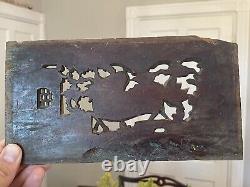 Finely Carved Chinese Antique 19th C. Carved Wood Relief Panel With Dragon