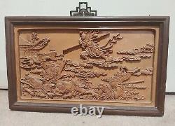 First Part of 20th Century China Huangyang wood carving Panel L24cm W38cm