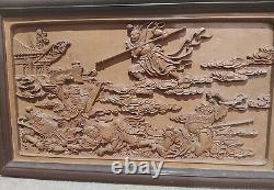 First Part of 20th Century China Huangyang wood carving Panel L24cm W38cm